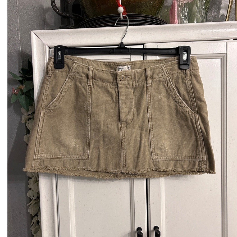 American‎ Eagle Outfitters Khaki Cotton Utility Mini Skirt Size 2 Summer